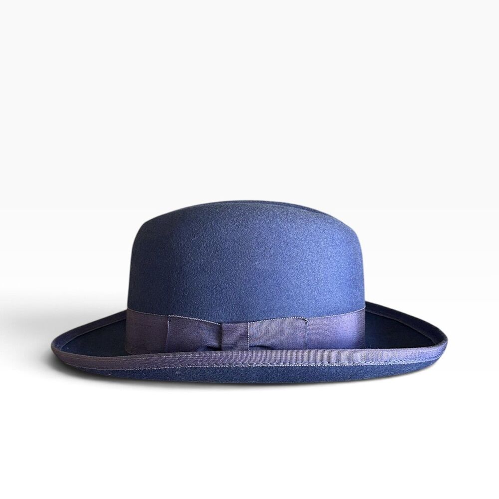 Scala Godfather Wool Homburg Hat Men's Wide Brim 7¼ Bow Accent Classic Door Man